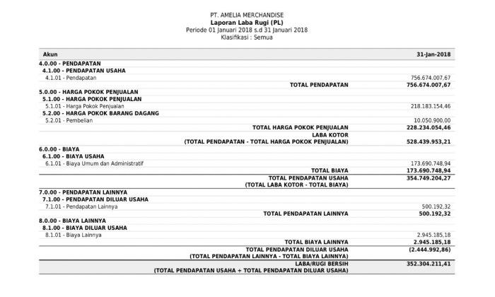 Contoh laporan laba rugi sederhana